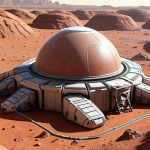 **

A futuristic Martian construction site. 3D printers are actively building structures from red Martian regolith. Visible are robotic arms, possibly a transparent dome section under construction, and perhaps a glimpse of a distant habitat module. The overall feeling should be one of resourcefulness and nascent self-sufficiency on Mars.

**